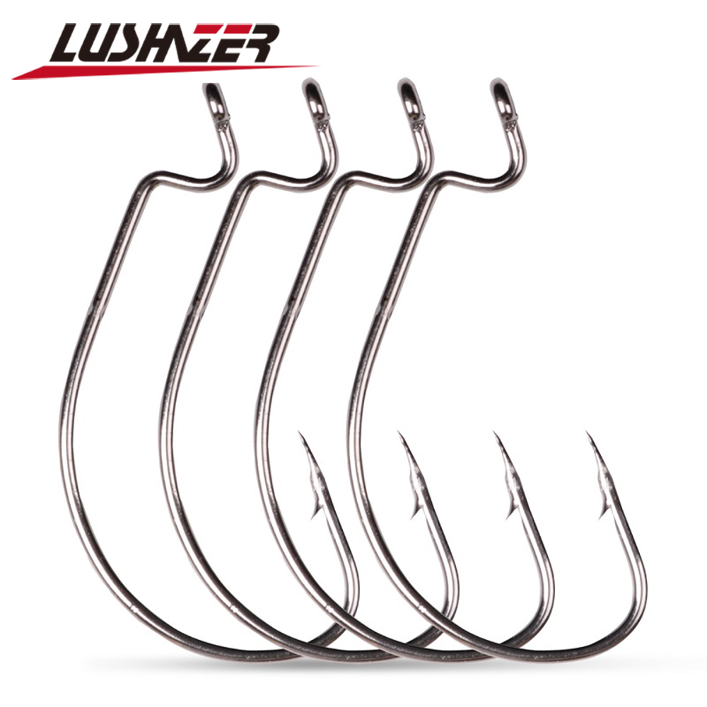 Fishing Hook Offset - LUSHAZER 10 stks/partij Koolstofstaal Vishaken Jig