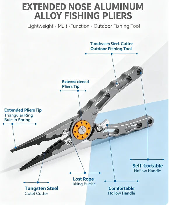Lange, aluminium tang voor het - Fishing Hook Remover recensie en prijs